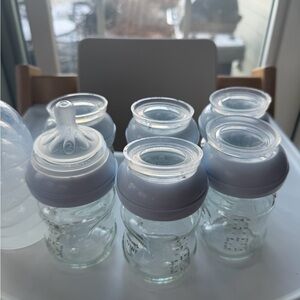 Set of 6 Phillips Avent 4 oz glass baby bottles